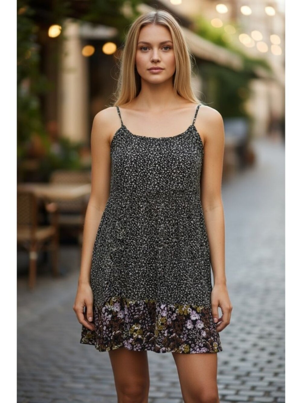 BP. Mixed Cara Floral Print Sleeveless Dress XS Black & Multi